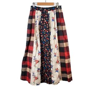 Letmebe Patchwork Maxi Skirt Size XS Floral Plaid Boho Cottagecore Goblin Indie